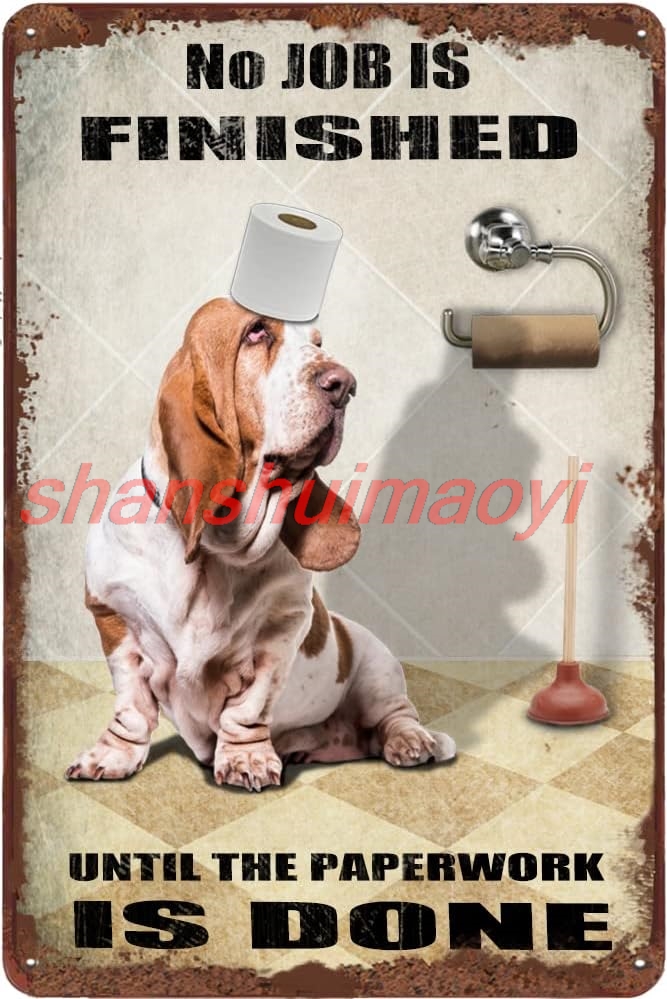 Farming Jobs - Basset Hound Köpek Temalı Banyo Tabelası,
